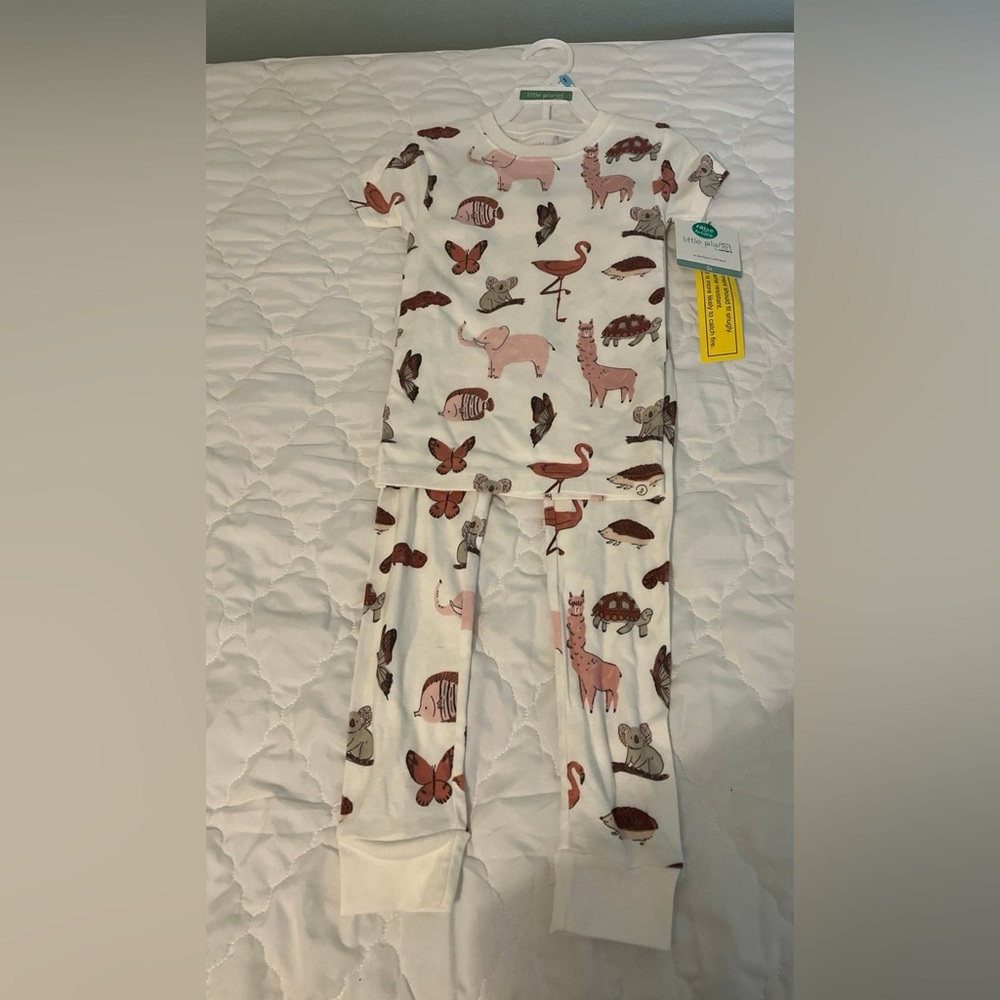 Cream and Pink Animal Print Pajama Set